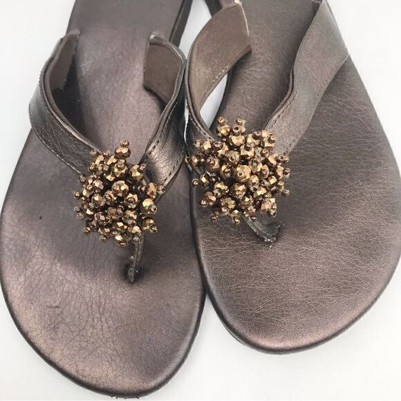 Flojos Bronze Beaded FlipFlop Sandals - Picture 2 of 10